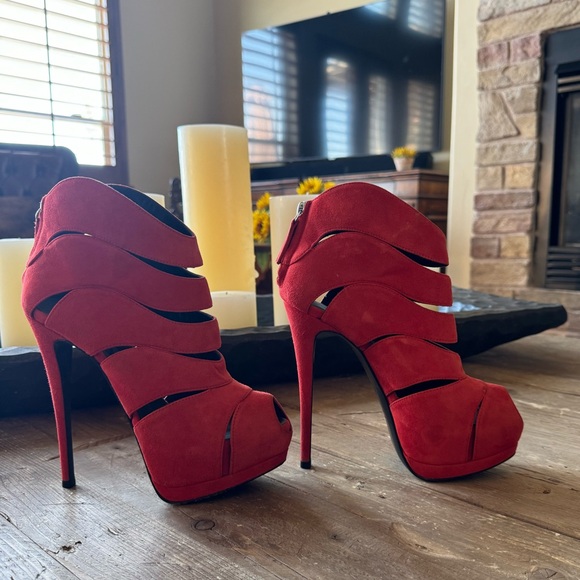 Giuseppe Zanotti suede high heel platform peep toe ankle boot - Picture 2 of 10